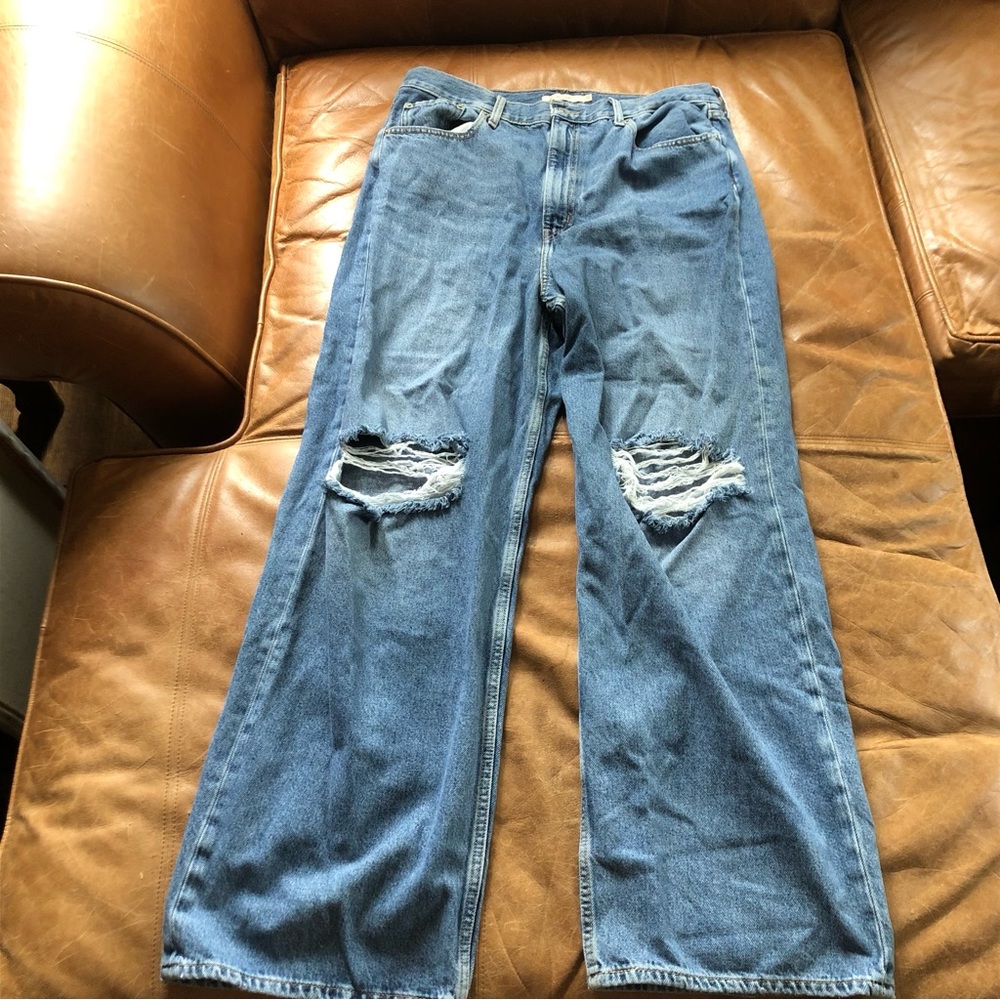 Levi’s High Loose Blue Jeans, Ripped High Rise Wide Leg Jeans, Baggy Skater Jean